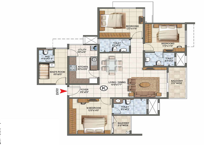 Featured Image of Prestige Greenbrook 3.5 BHK Floor Plan